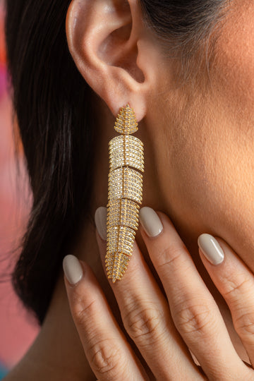 Gold Feather Tail Earring