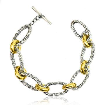 Two-Tone Hammered Chain Bracelet