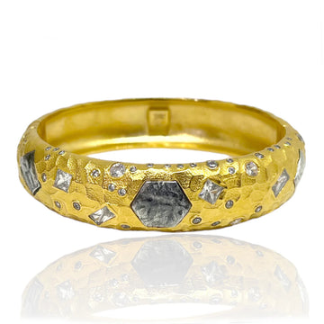Gold/Silver Round Wide Bangle