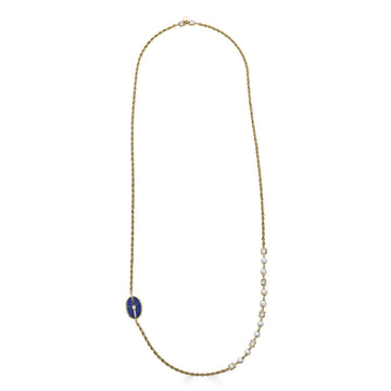 Long Pearl & Stone Necklace
