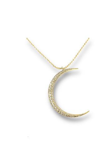 Gold Moon Pave Necklace