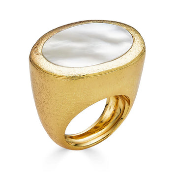 Oval Cut Mother of Pearl Ring