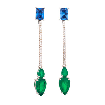 Blue & Green Pave Drop Earring
