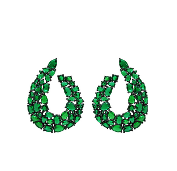 Green Crystal Statement Earrings