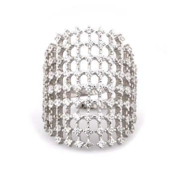 Silver Pave Crystals Ring