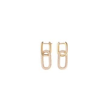 Golden Clip & Pave Earrings