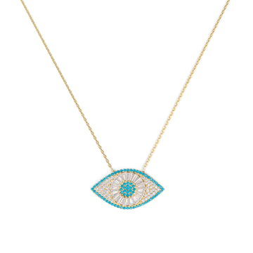 Multi Color Pave Eye Necklace