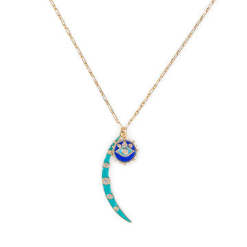 Enamel Moon Charm Necklace