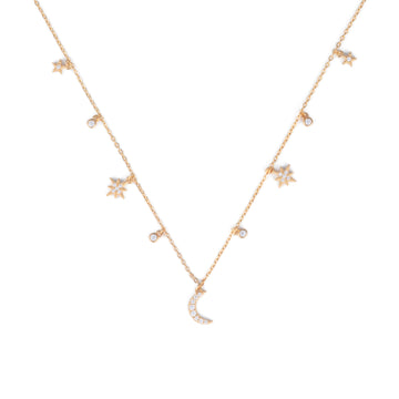 Dangling Moon & Stars Necklace