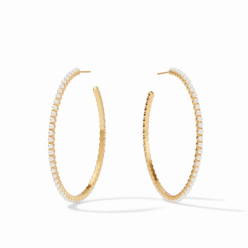 Gold Pearl Hoops