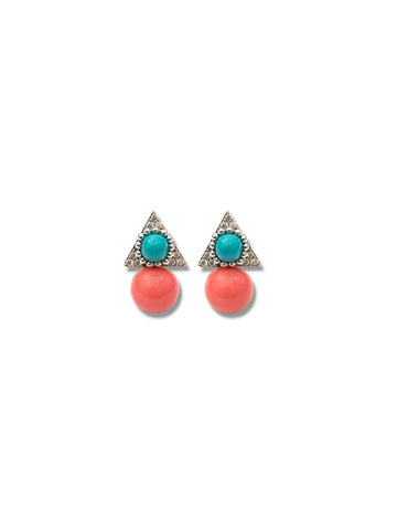 Gold and Turquoise Stud Earrings