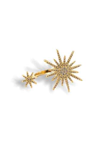 Double Starburst Motif Ring