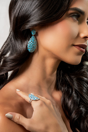 Turquoise/Silver Drop Earrings