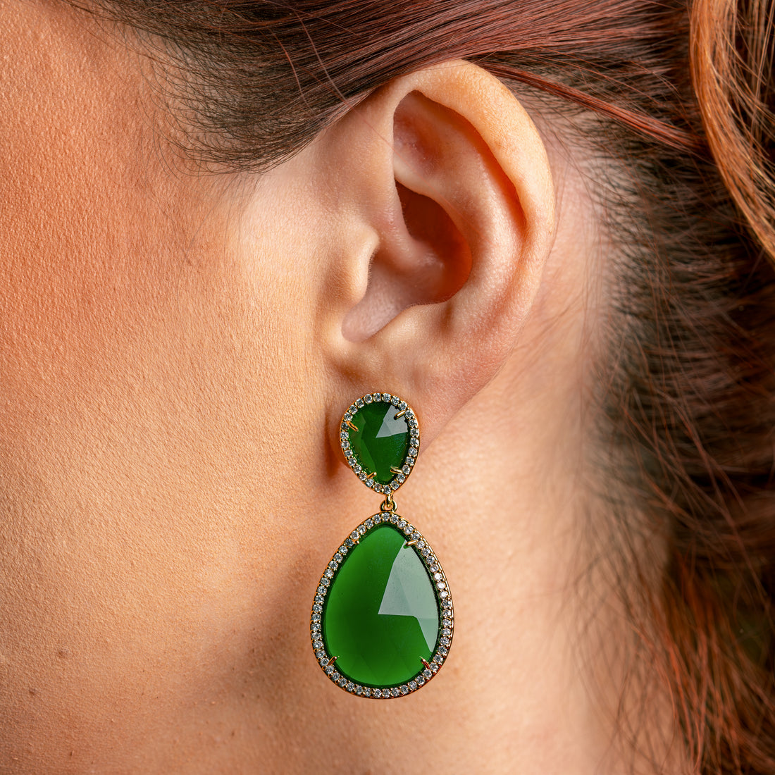 Bella Drop Green Earring