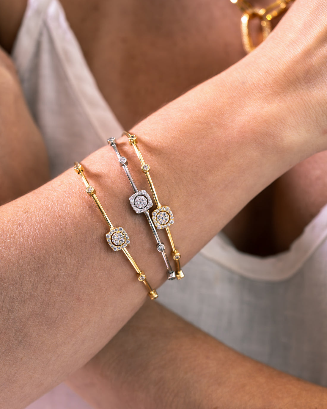 Pave Square Gold Bracelet