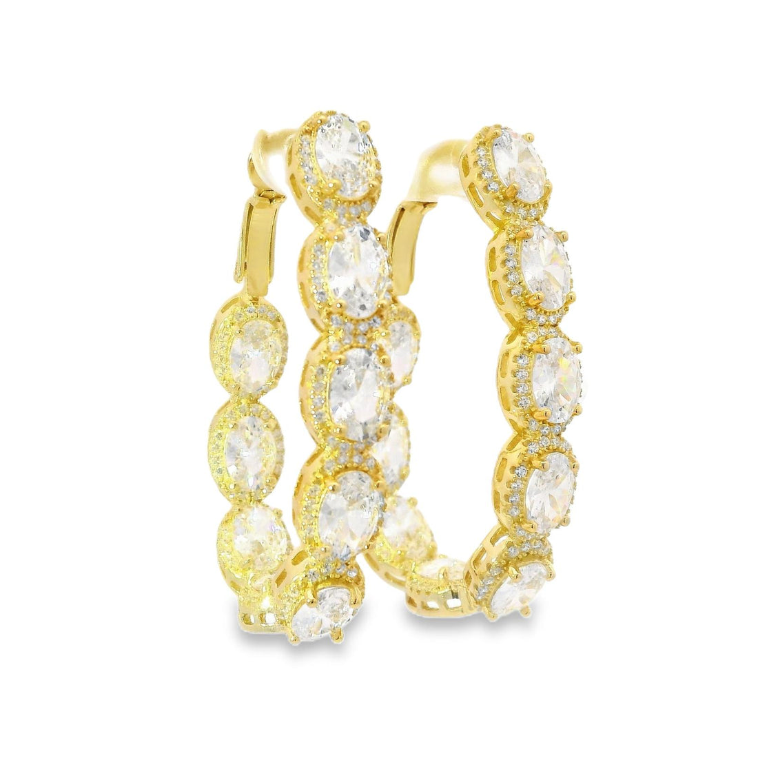 Oval Stone Hoops