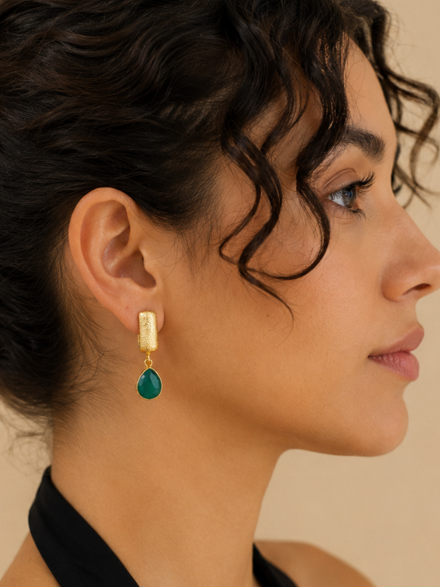 Green Onyx Drop Earrings