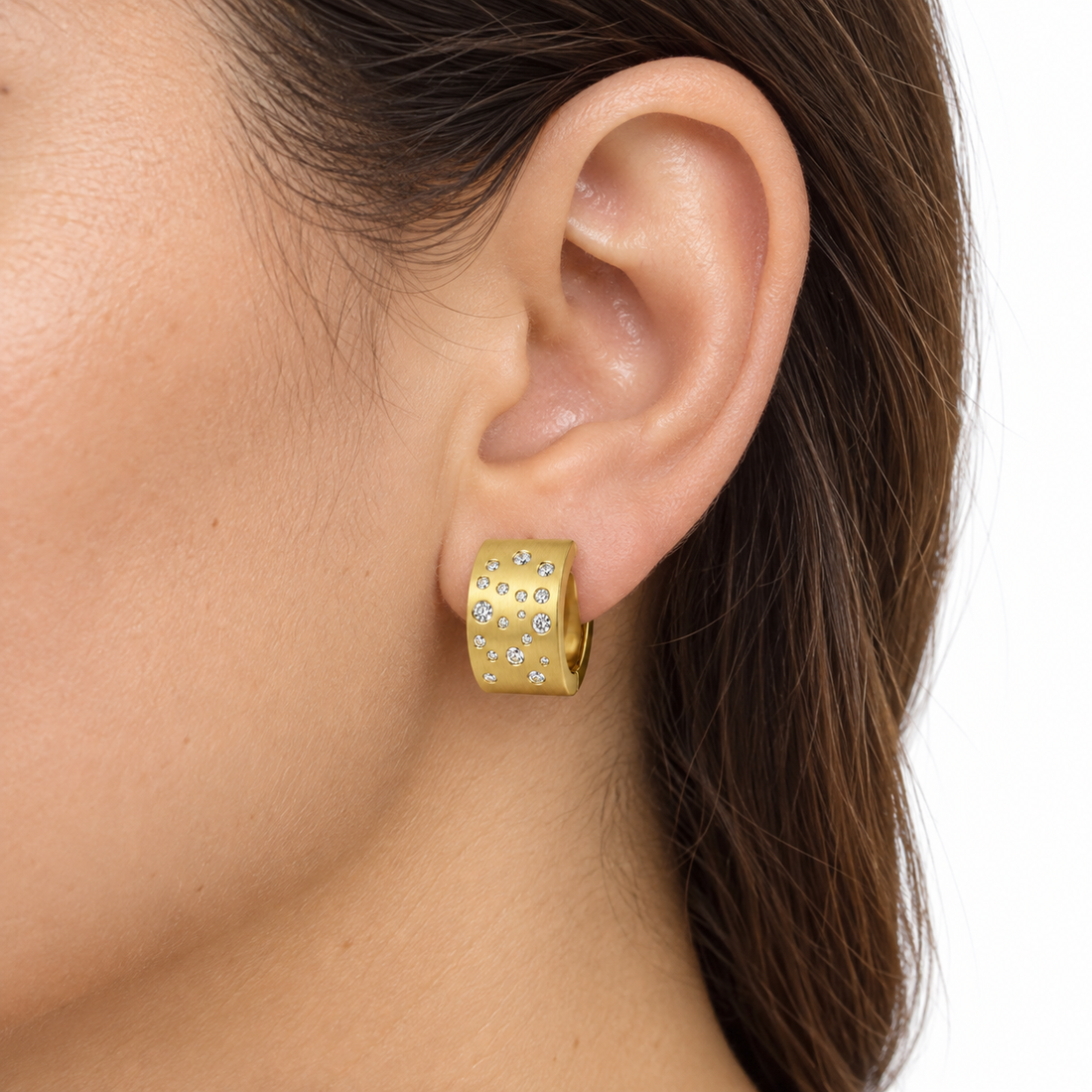 Gold Pave Huggies