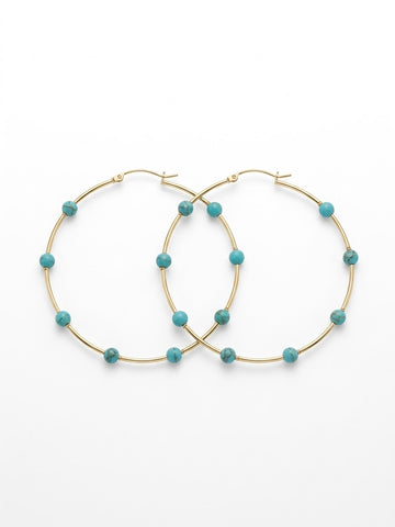 Thin Hoops with Gemstones