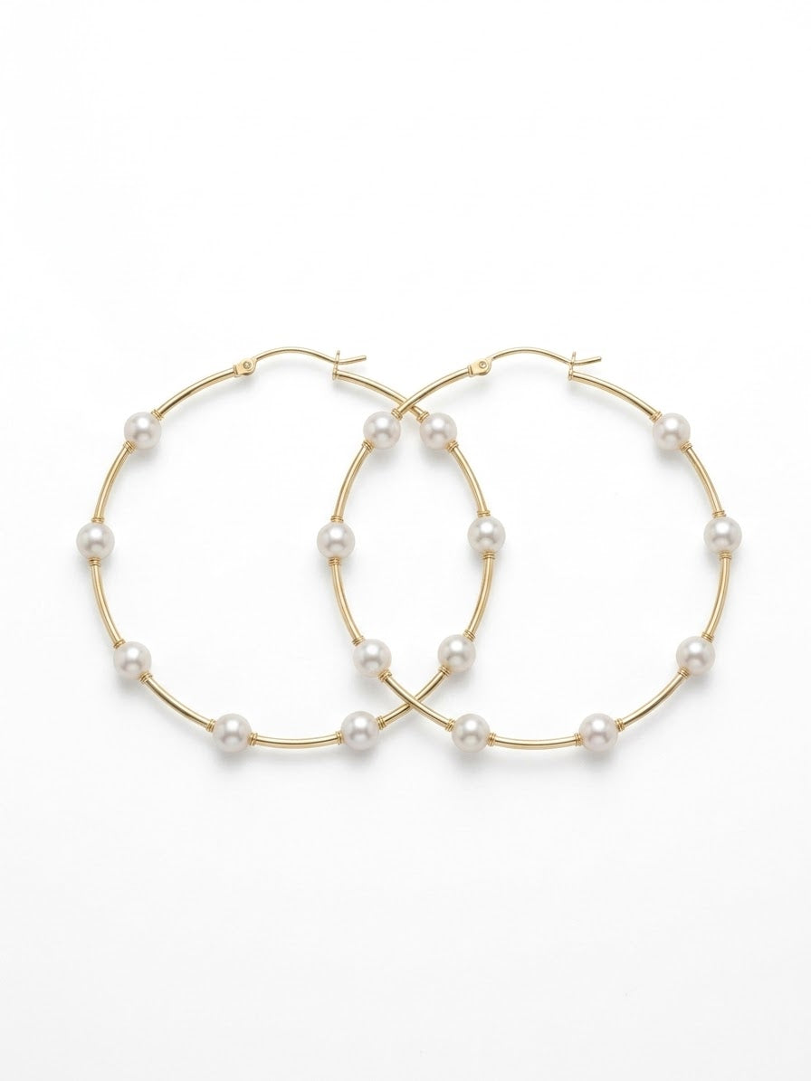 Thin Hoops with Gemstones