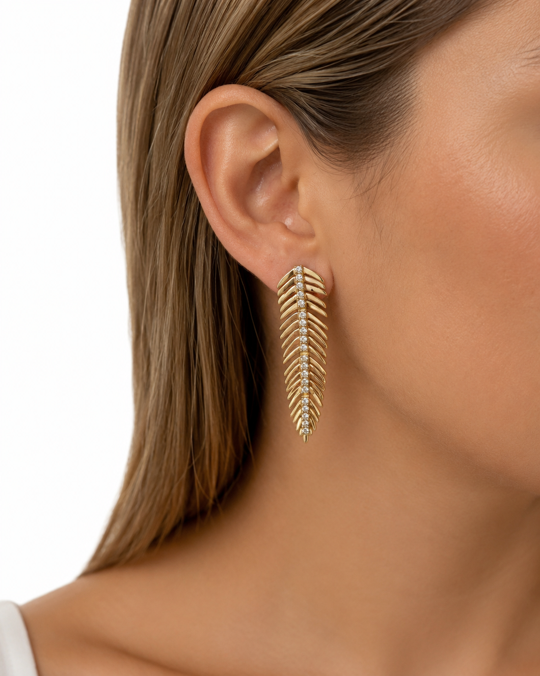Gold Feather Earring