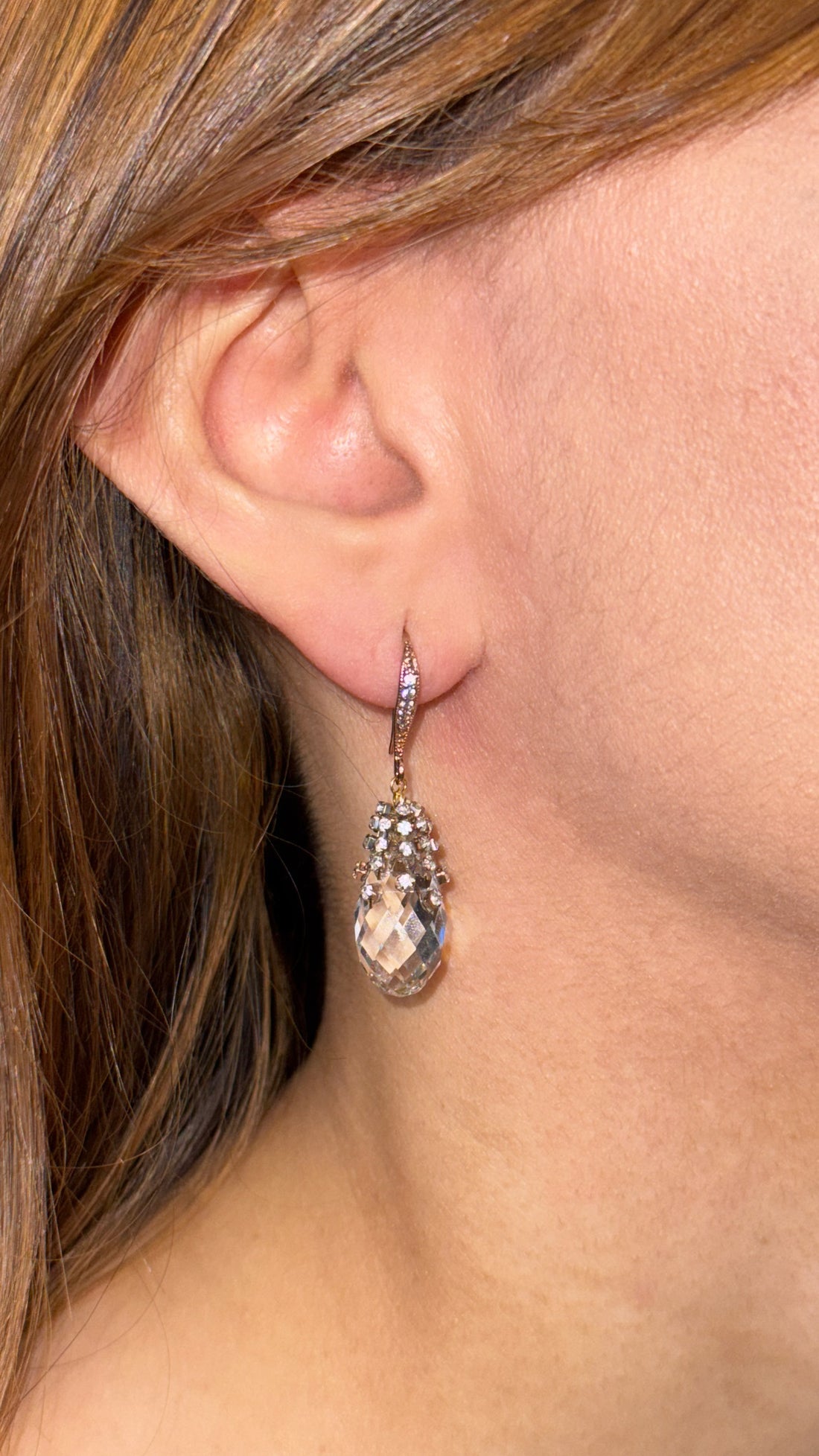 Rock Crystal Pave Drop Earring