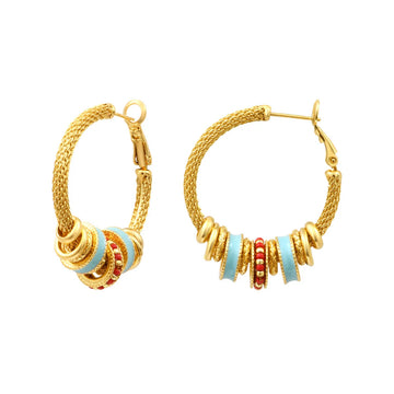 Turquoise and Coral Hoop