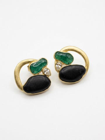 Resin Black Blue Earrings