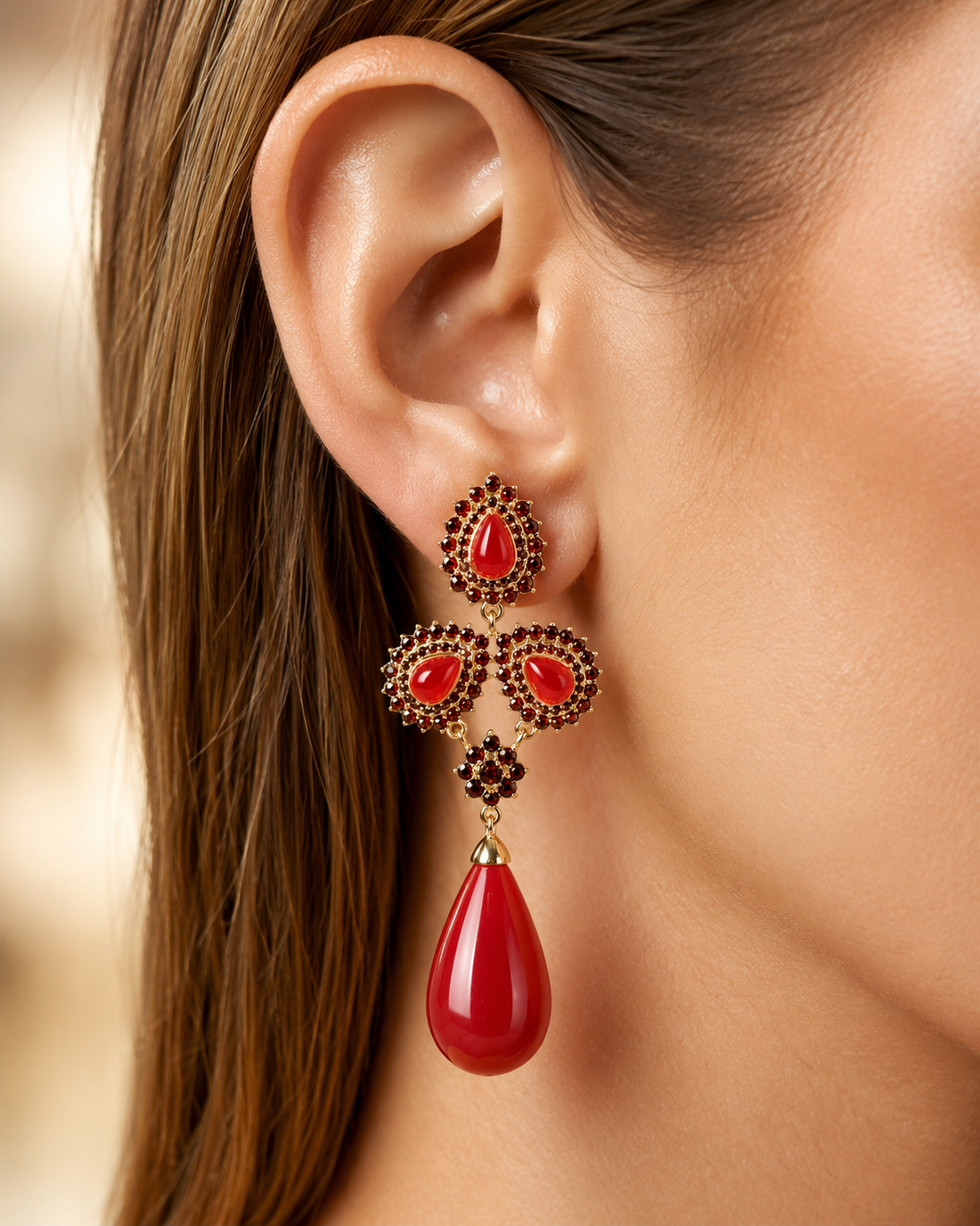 Red Agate Earring