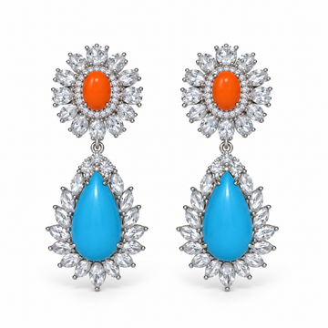 Coral/Turquoise Drop Earring