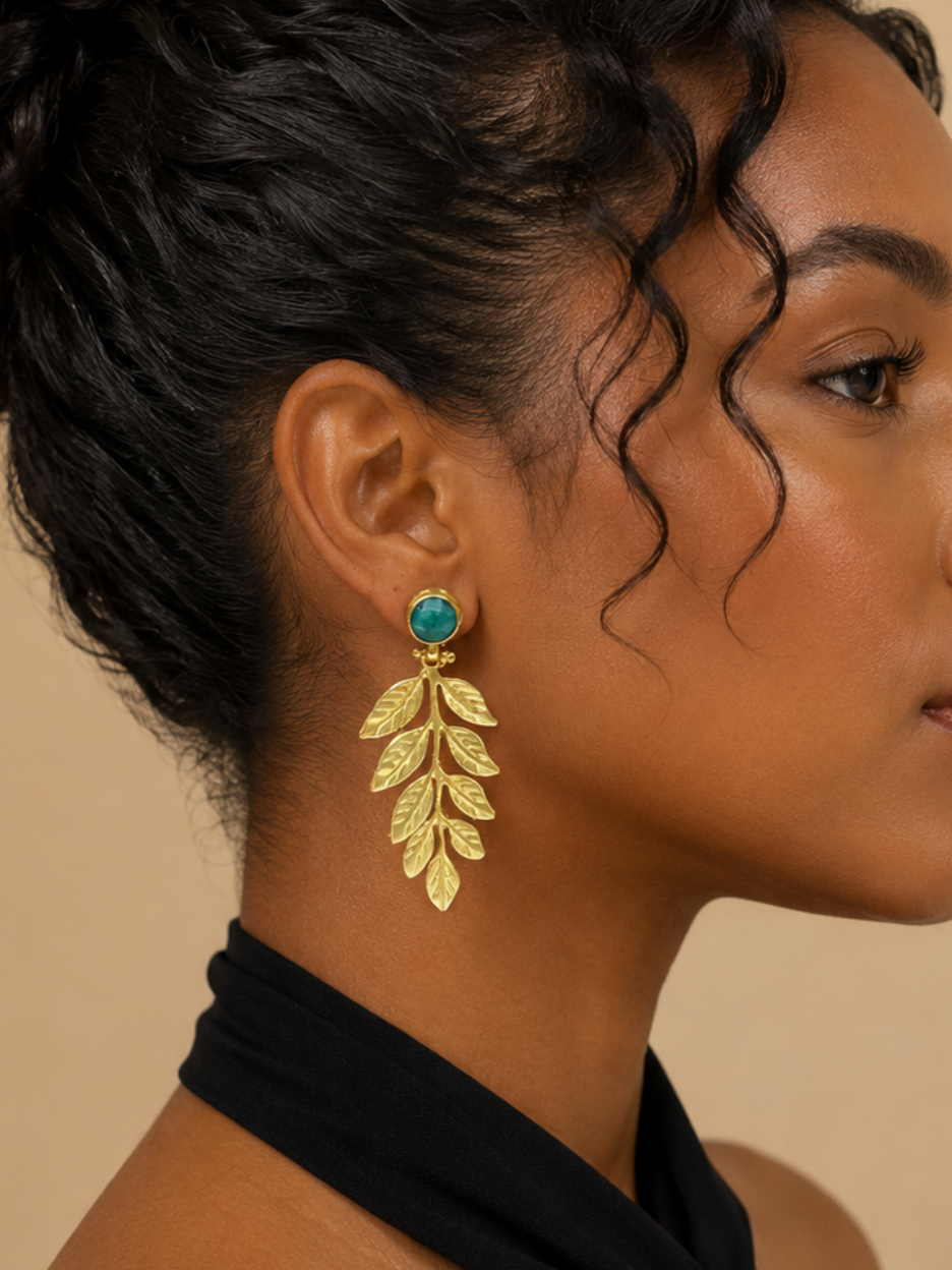 Green Leaf Earrings