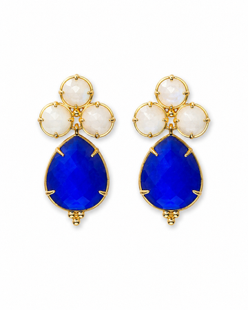 Moonstone/Lapis Earring