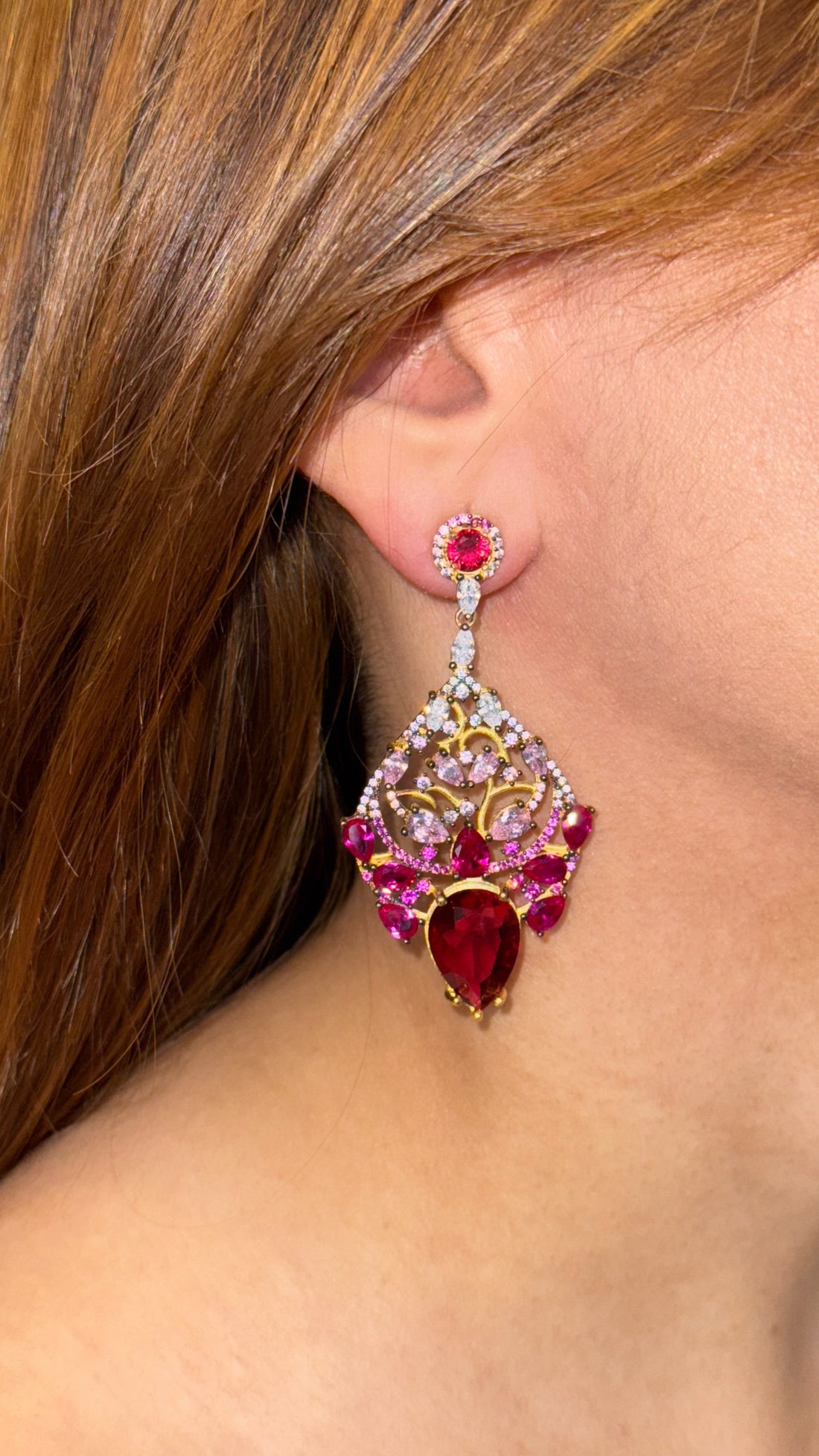 Ruby Tassle Drop Earring
