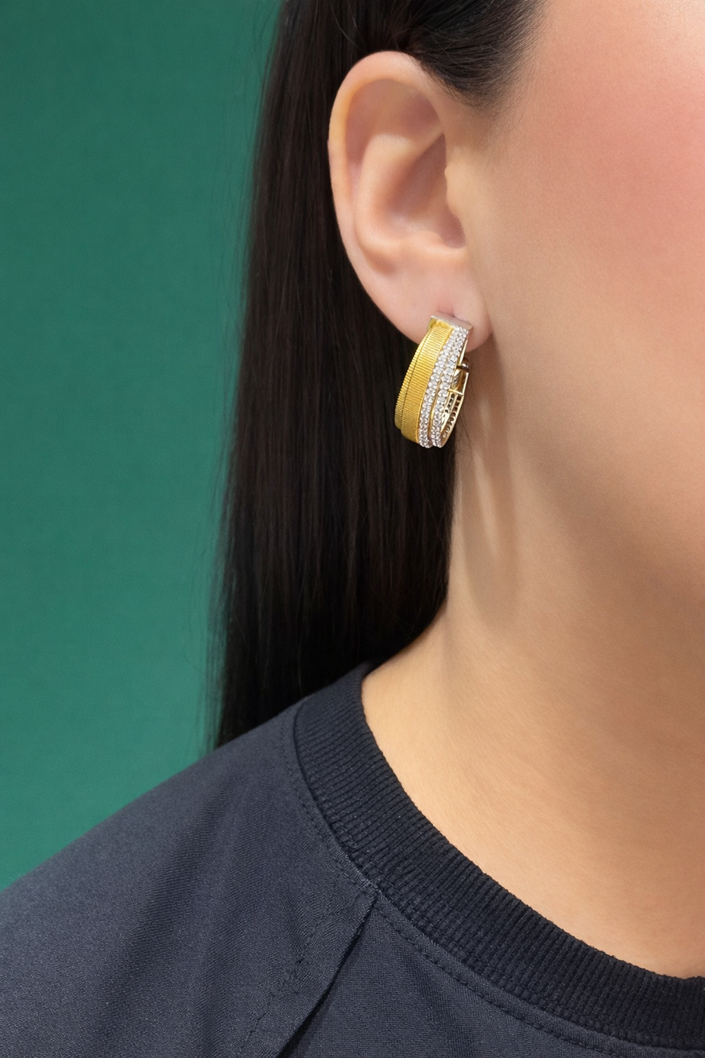 1/2 Pave Small Hoops