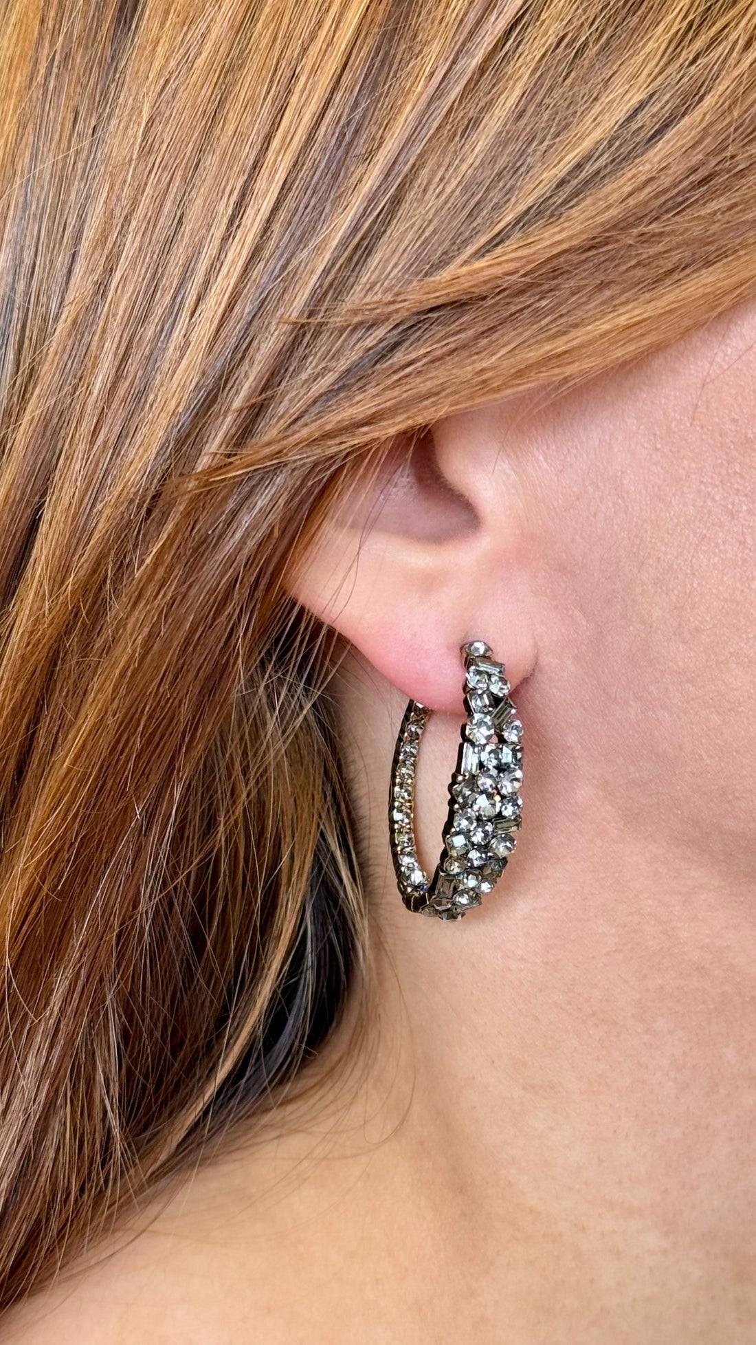 Black Open Oval Hoop