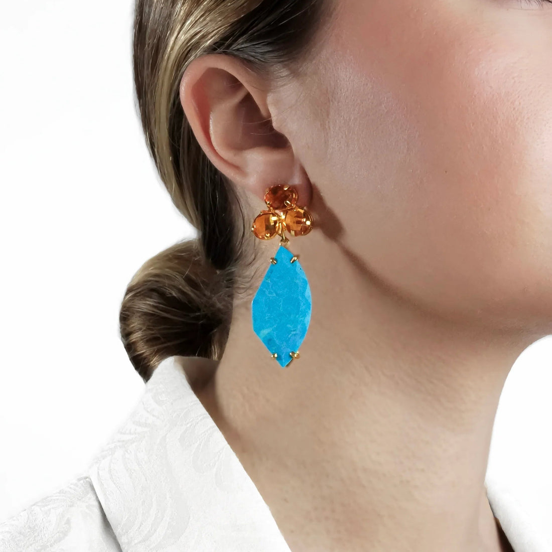Citrine/Turquoise Drop Earrings