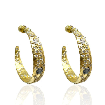 Gold Pave Crystal Hoops