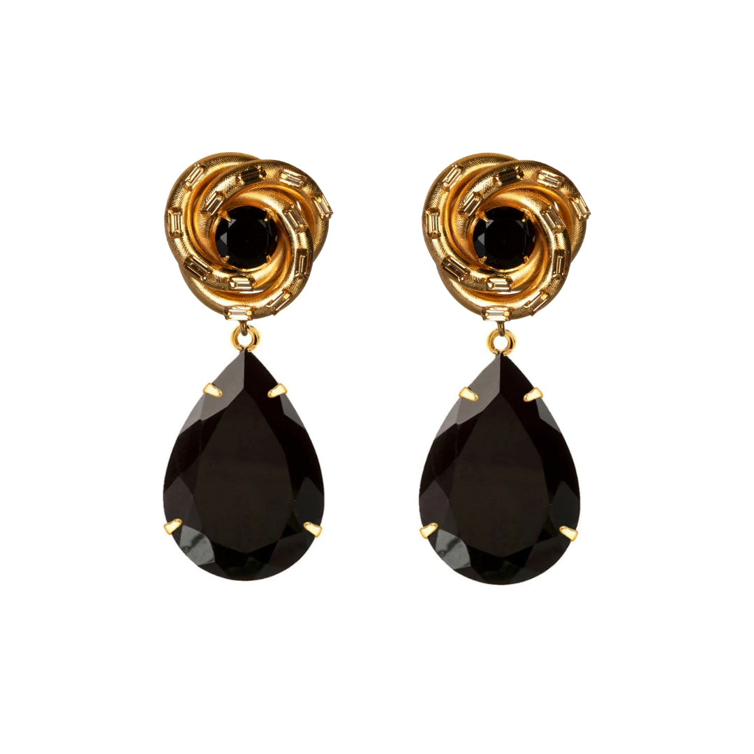 Swirl Black Onyx Earrings