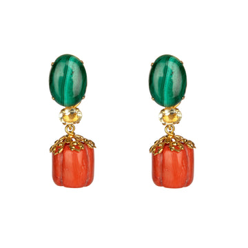 Malachite/Coral Earrings