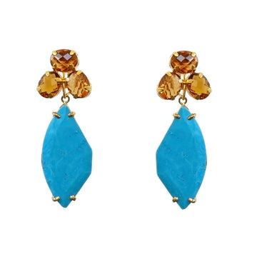 Citrine/Turquoise Drop Earrings