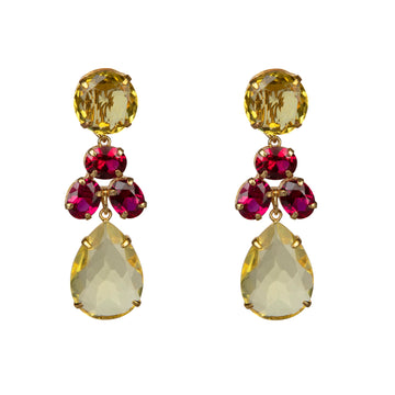 Fuchsia & Lemon Quartz Earrings