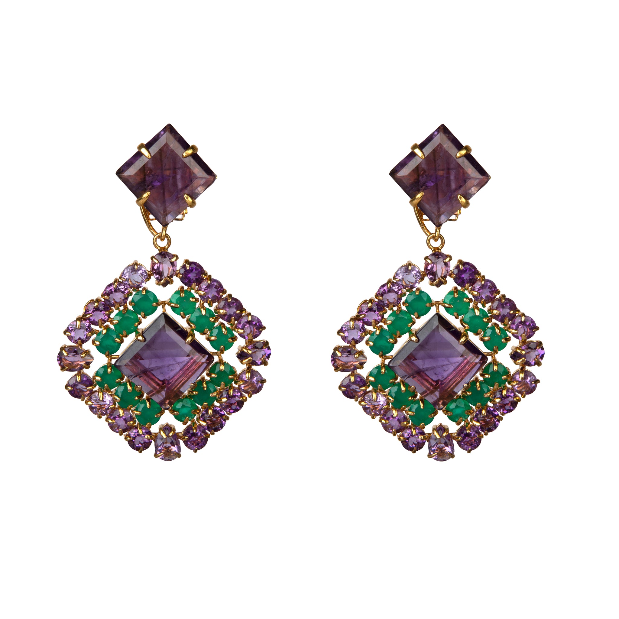 Amethyst & Green Onyx Earrings