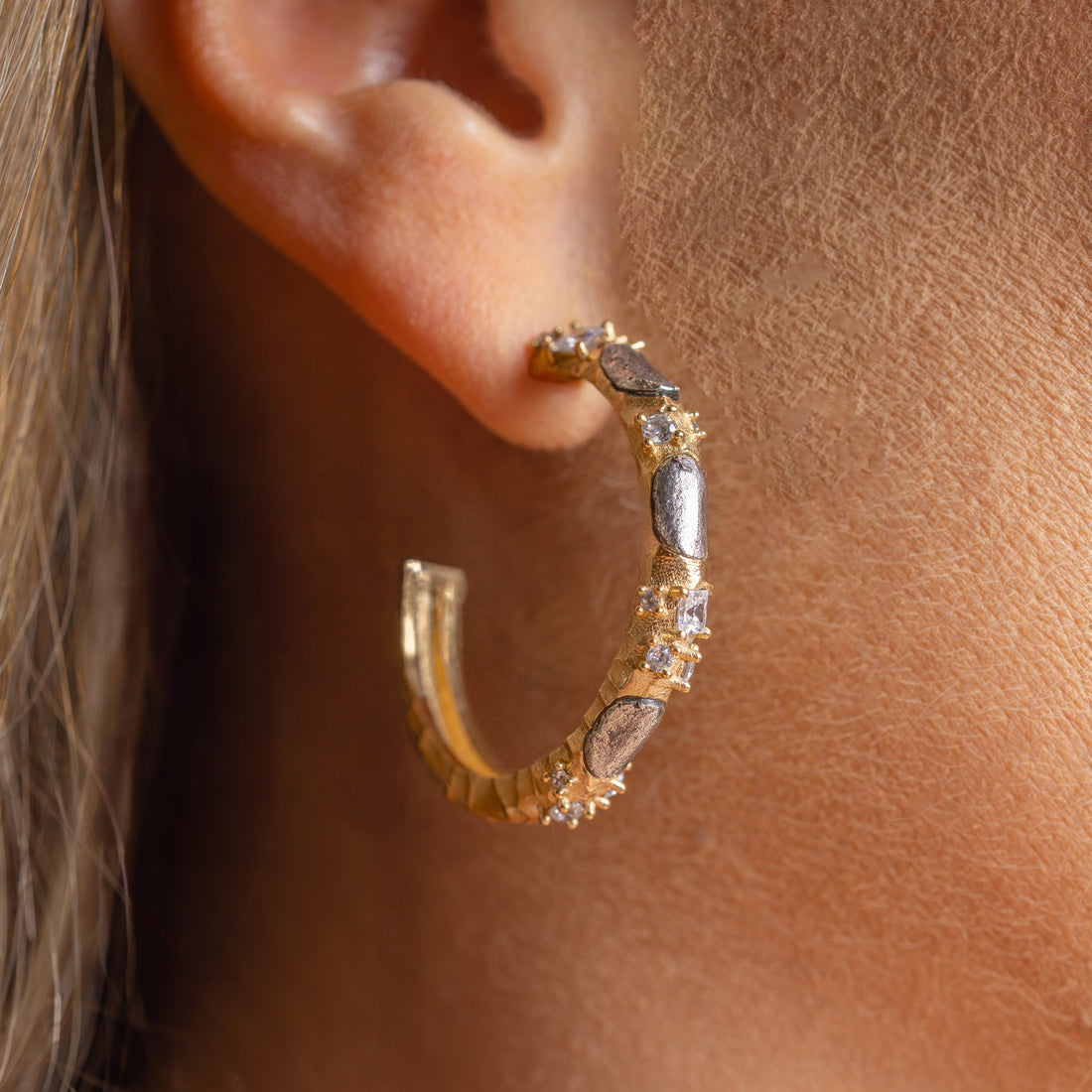 Gold Mixed Metal Hoops