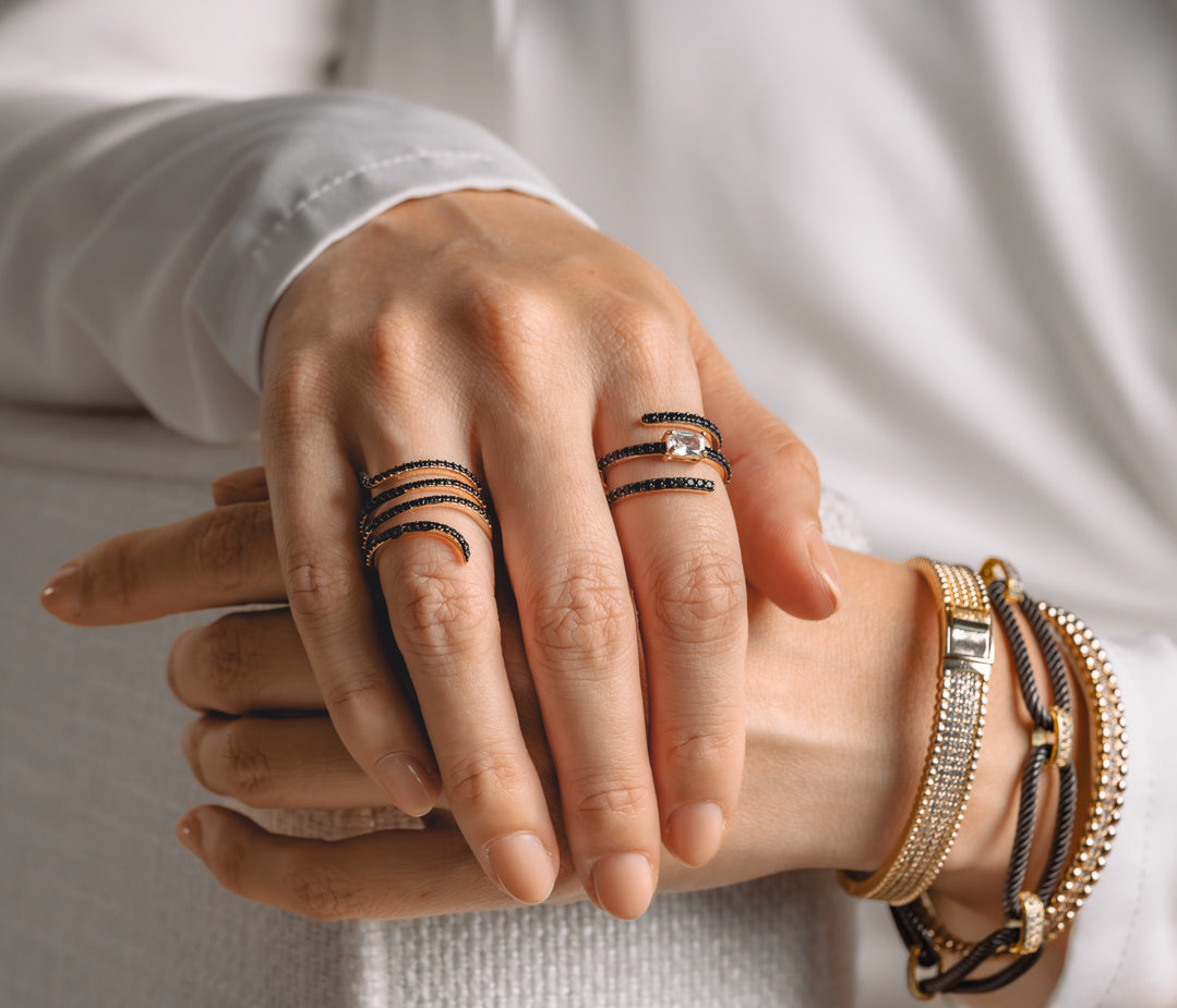 Black/Gold Swirl Snake Ring