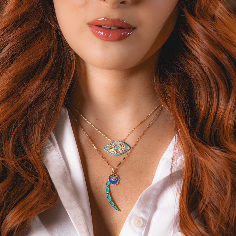 Enamel Moon Charm Necklace