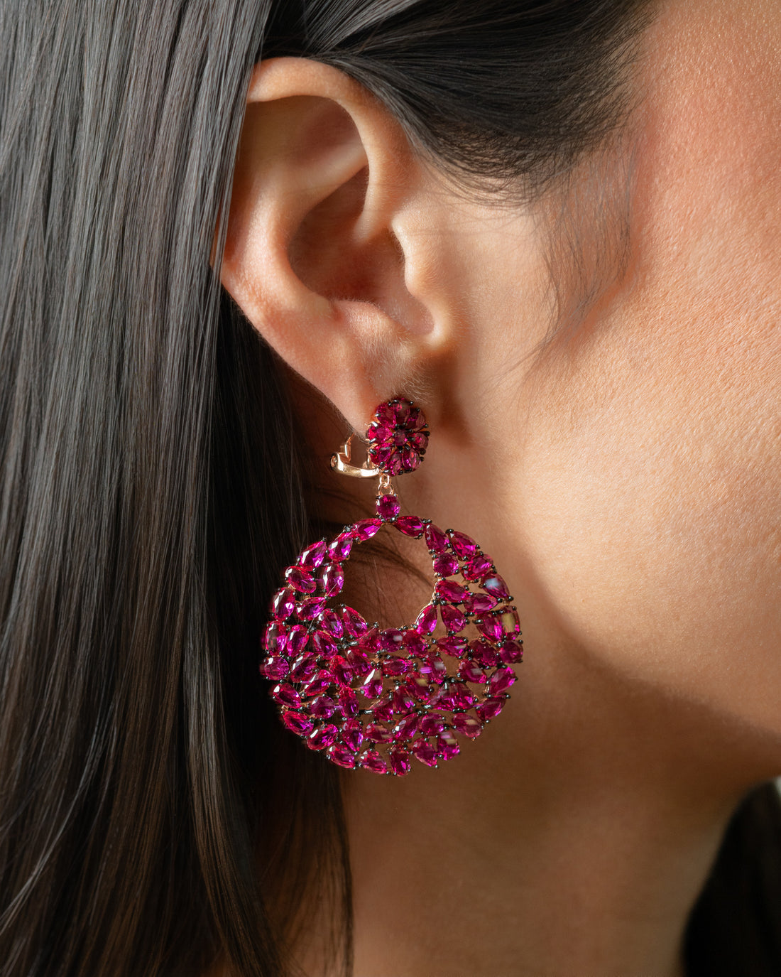 Ruby Crystal Statement Earrings