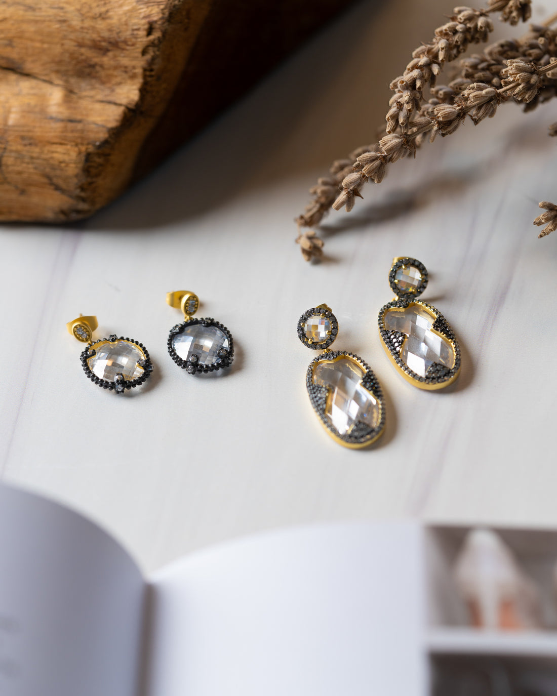 Gold/Black Crystal Drop Earring