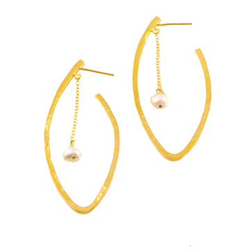 Oval Pearl Hoop