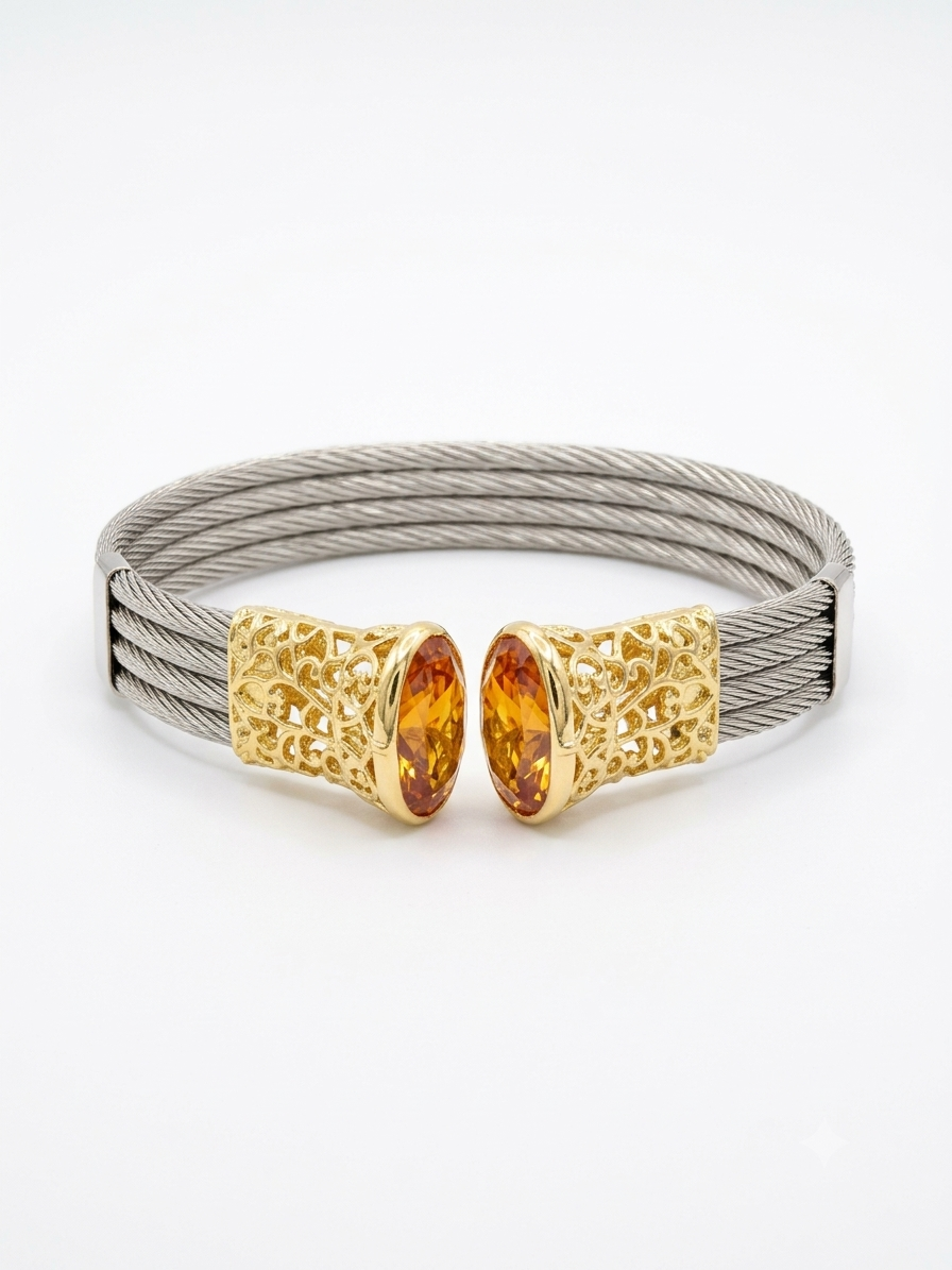 Gemstone Open Cuff Twisted Craft