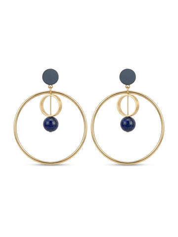 Geometric Double Circle Stone Earrings